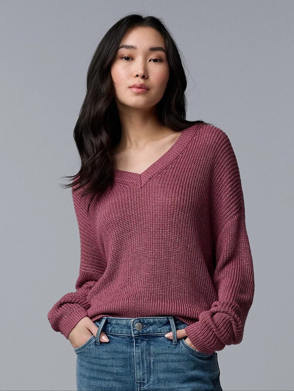 Simply Vera Vera Wang Textured V-Neck Sweater
